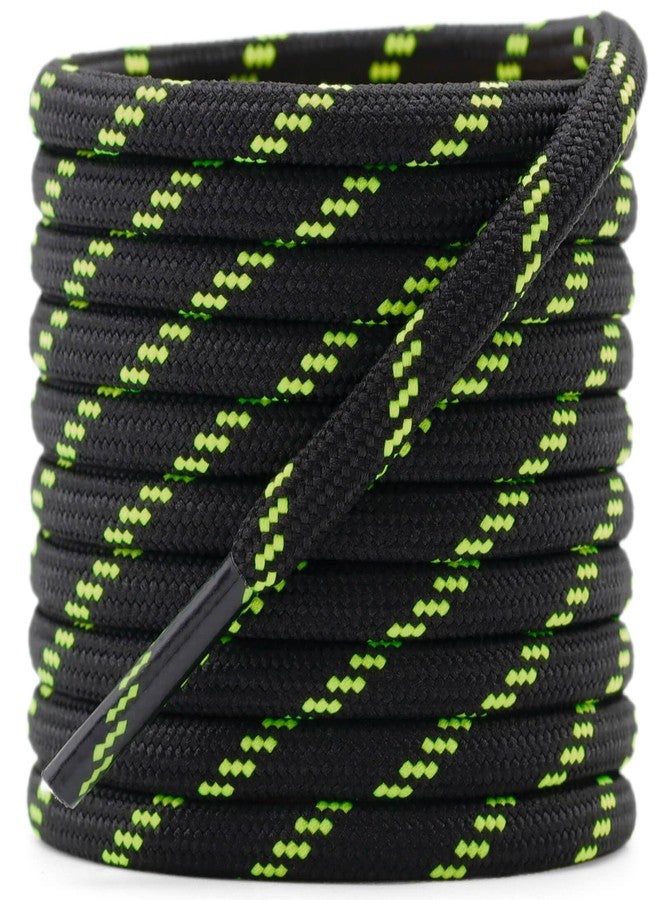 DELELE Round Work Boot Laces: 39 inch Black Fluorescent Green Heavy Duty Hiking Shoe Laces for Boots 2 Pair - Image 1